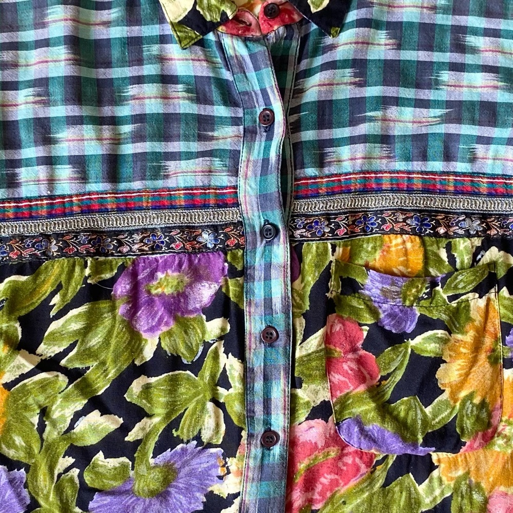 Vintage Floral & Mixed Pattern Button Down Shirt … - image 7